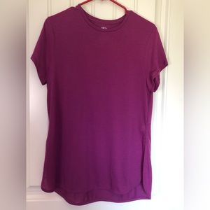 Athletic Works Active Short Sleeve Shirt, Women’s Size Large, Plum, NWOT